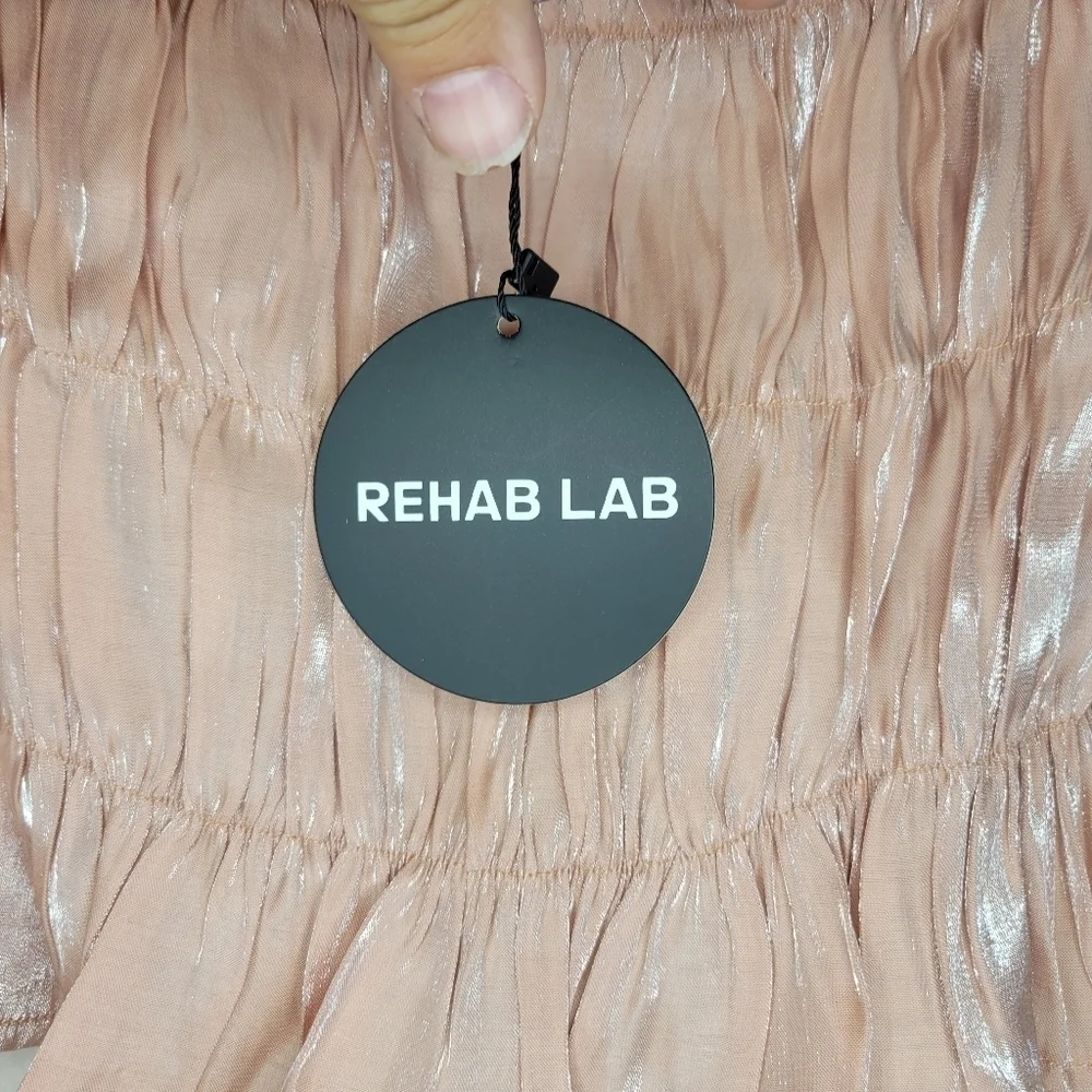 Rehab Pink and Gold Puff Sleeve Crop Blouse - Picture 2 of 5